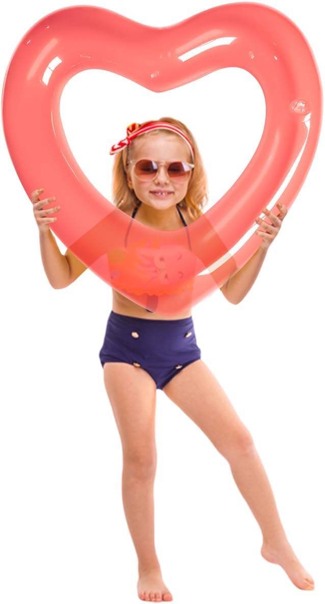ZHUYNXIR Heart Swimming Pool Float Loungers Tube, Water Fun Beach Party Toys for Kids，Birthday Scene Layout Props.
