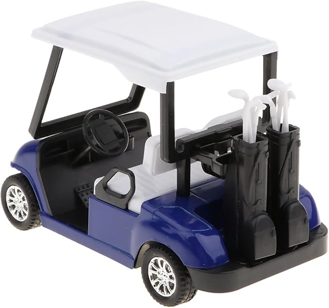 6 Pack: Diecast Golf Carts Toy with Clubs, Alloy Metal Mini Model 1:20 Scale Golfcart Pullback Vehicles for Golfing Themed Office Desk Decor, Bulk Birthday Party Cake Decorations (4.75 Inches)