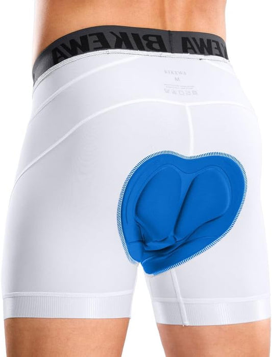 Bikewa Men's Cycling Underwear with Anti-Slip Leg Grips 4D Padded Bike Shorts MTB Liner for Bicycle Biking Riding