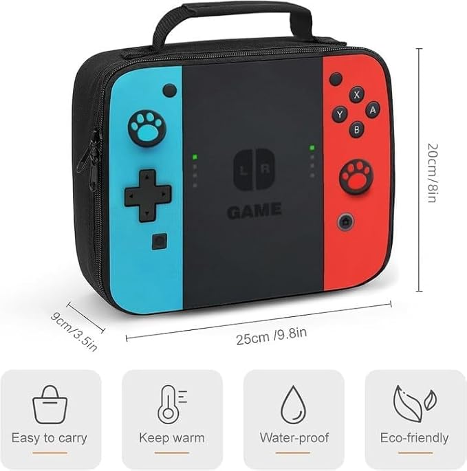 Insulated Lunch Box for Boys Girls, Game Lunch Bag for School Work Office Travel Picnic Hiking Beach, Waterproof Leakproof Portable Fits Most Bento Boxes