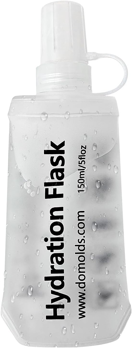 150ml Soft Flask Folding TPU Hydration Flask Running Water Bottle(5.29 oz), Water Pouch for Running Vest, Hiking, Cycling (White 150ml)