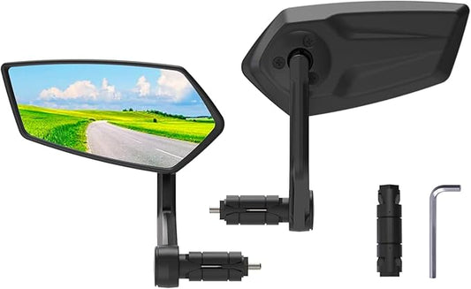 RBRL Bike Mirror Bar End Bike Mirror, Rotatable Bicycle Mirror, Automotive Grade Glass Bike Side Mirrors, Scratch Resistant E-Bike Universal Rearview Mirrors for Mountain bike (Bar end-A Set)