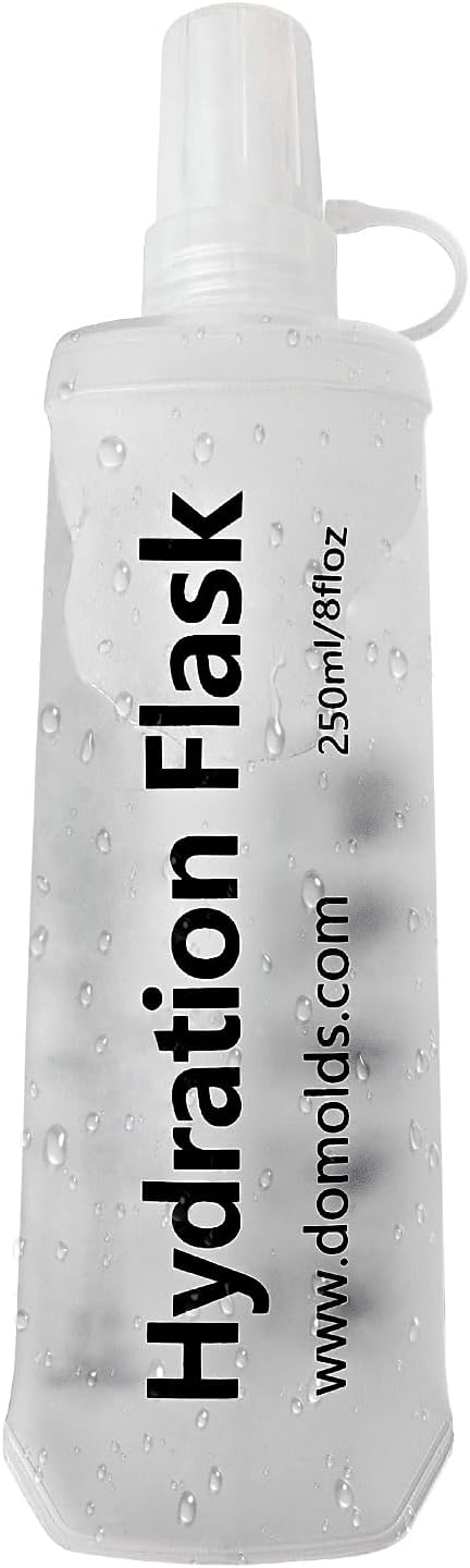 250ml Soft Flask Folding TPU Hydration Flask Running Water Bottle(8.8 oz), Water Pouch for Running Vest, Hiking, Cycling (White 250ml)