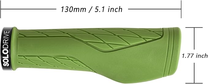 SOLODRIVE Ergonomic Design Mountain Bike Grips, Comfortable Bicycle Handlebar Grips, Single Lock-on and Non-Slip MTB Handle, Fit MTB, E-Bike, Hybrid, Scooter