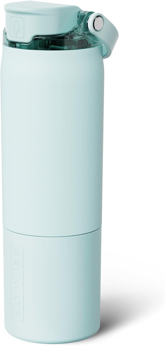 BrüMate Rise 25oz Water Bottle with Covered Silicone Straw | 100% Leakproof Insulated Water Bottle | Cup Holder Friendly Base | 25oz (Blue Agave)