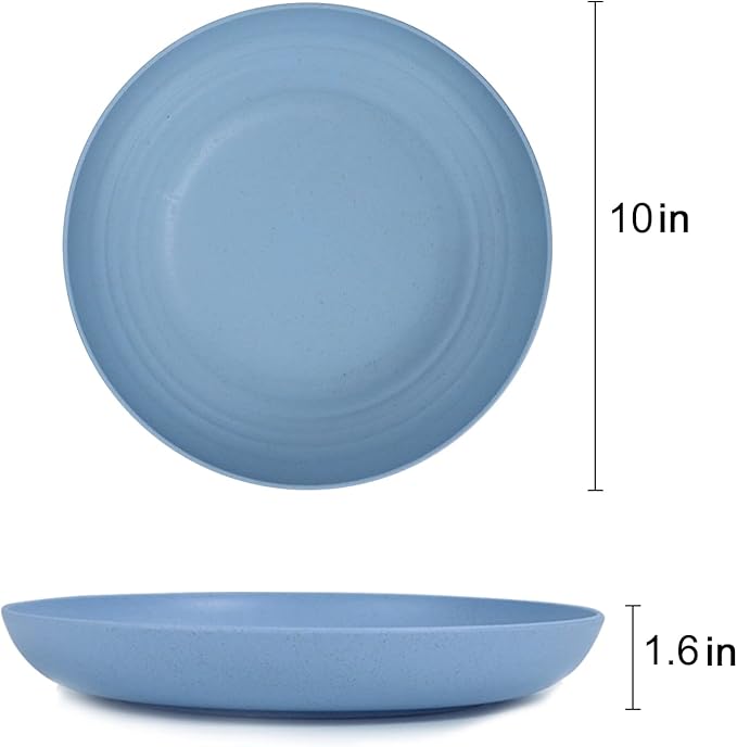 Homienly Deep Wheat Straw Dinner Plates Set of 8, Alternative to Plastic - Microwave & Dishwasher Safe, Unbreakable Kids Plates with 4 Colors (Fresh Light, 10 inch)