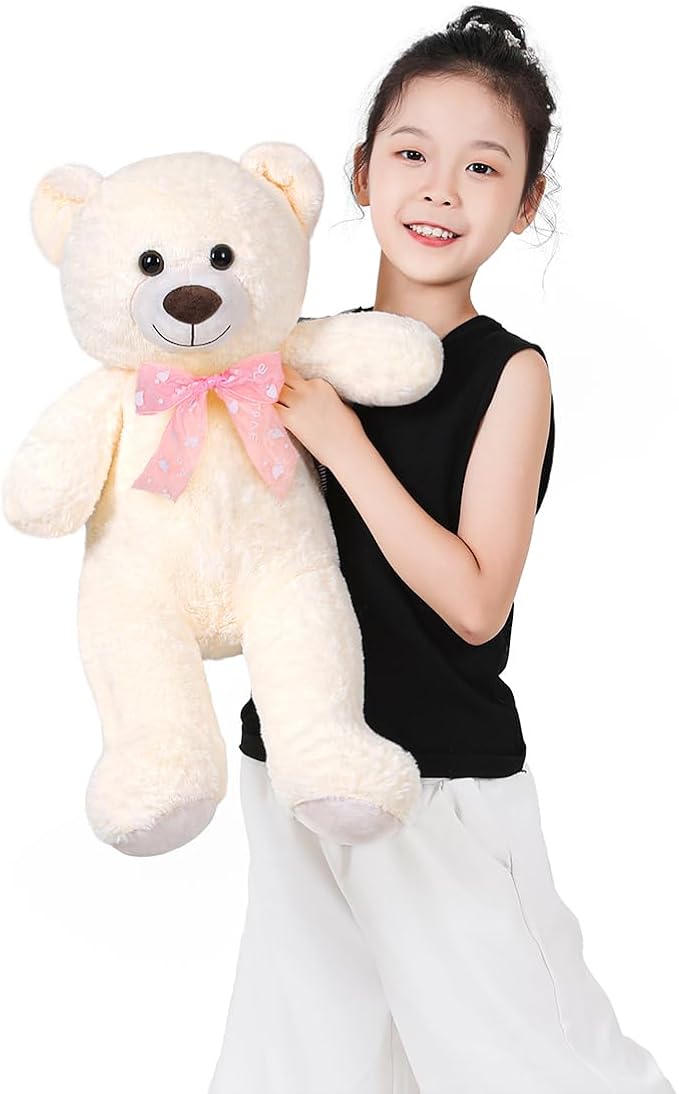 Teddy Bear Stuffed Animal 24'' Small Teddy Bear Plush Toy Gift for Valentine Christmas Birthday White