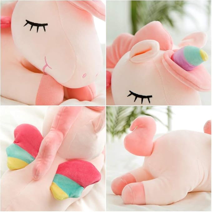 Unicorn Stuffed Animals, Soft Unicorn Plush Hugging Pillow Toy Gifts for Kids (Pink, 12 in)