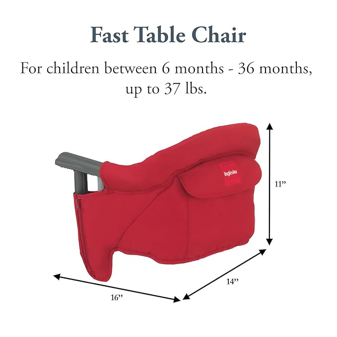 Inglesina Fast Table Chair - Red + Fast Dining Tray - Portable Baby High Chair - for Babies & Toddlers up to 37 lbs - Fits Tables 0.8'' to 3.5'' Thick - Compact & Easy to Use - Travel Bag Included