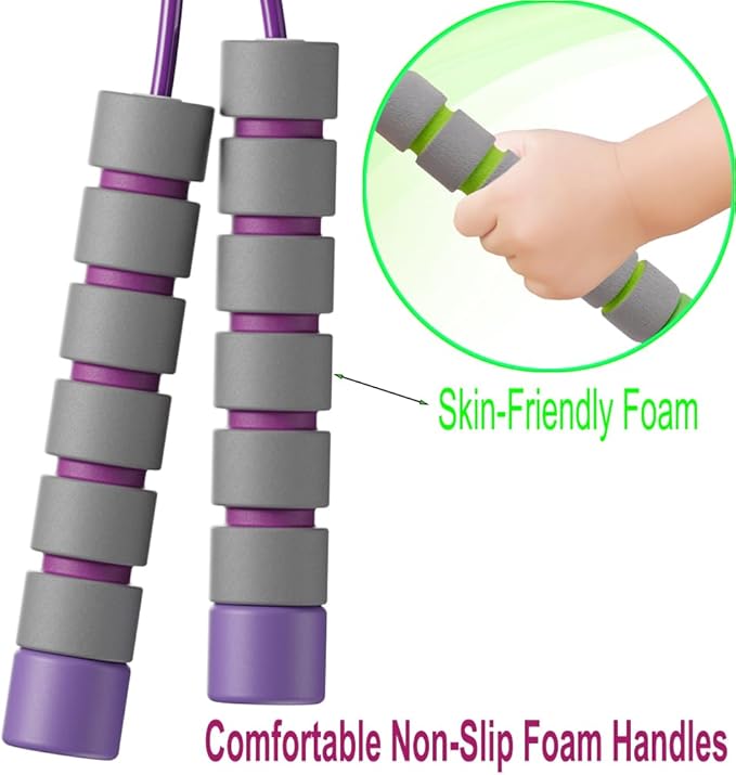 Adjustable Jump Ropes for Kids - Colorful Skipping Ropes with Soft Foam Handles - Ideal for Outdoor & Indoor Play, Fun Games Activity, Fitness, Exercise and Party Favors