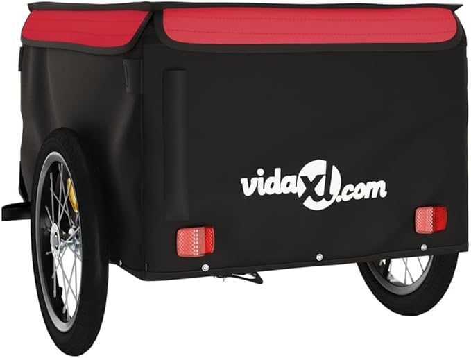 Bike Cargo Trailer, Bicycle Cart Bike Wagon Trailer, Bike Luggage Carrier, Loading Bike Storage Cart, Black and Red, Maximum Load Capacity: 99.2 lb,-434