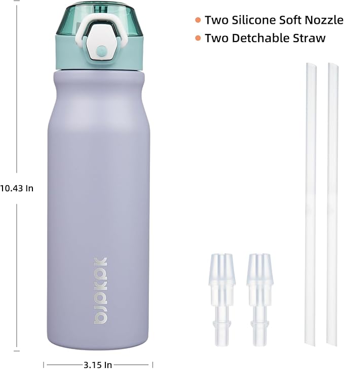 BJPKPK Stainless Steel Insulated Water Bottle with Straw Lid 25oz Reusable Metal Thermal Flask Bottles Keep Cold and Hot,Modern Blue