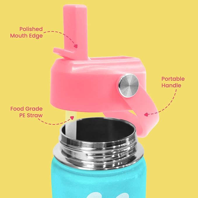 Llama Water Bottle - Kids Water Bottle with Straw Lid - 12 Oz Insulated Stainless Steel Water Bottles for Kid Girls - Travel Cup for School Sports