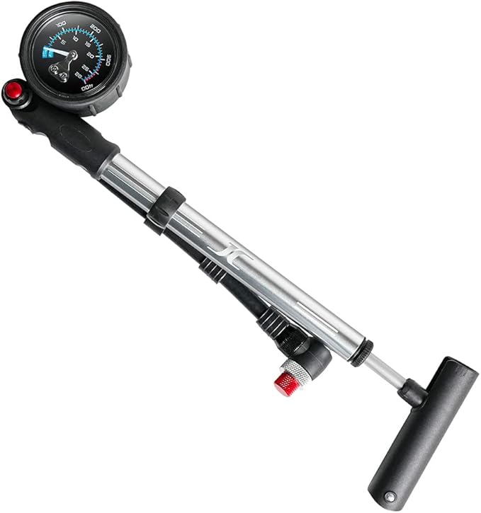 BV Mini Bike Pump Portable Frame Pump, Shock Pump for Bike Shock, Air Ball Pump Inflator with Ball Pump Needles, Mini Pump Fits Presta & Schrader- Smart Valve