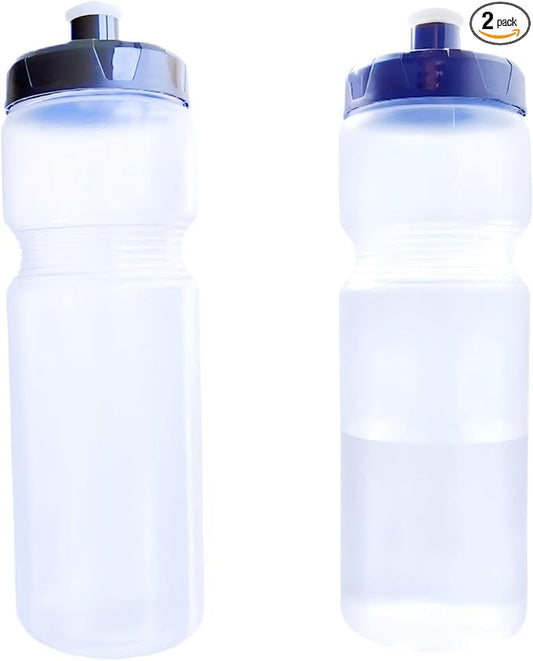 Squeeze Water Bottle Sports 24oz, BPA-Free Bicycle Water Bottle, Fit Bike Cage, Gym Cycling Hiking (Clear)
