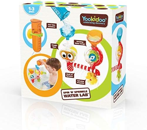 Yookidoo Baby Toddler Bath Toy (Ages 1-3) Spinning Gears & Rotating Googly Eyes - Mold Free Suction Cups Attach to Any Bath Tub or Shower - Spin N Sprinkle Water Lab - Great for Boys, Girls, & Kids
