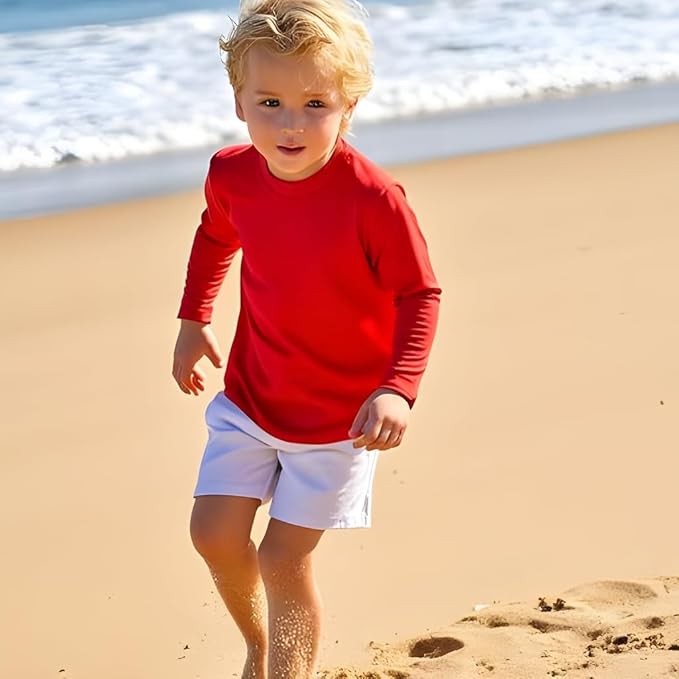 INGEAR Boys' Rash Guard UPF 50+ Swim Shirt - Lightweight, Quick-Dry, Durable Sun Protection for Swimming, Sizes XS-XL