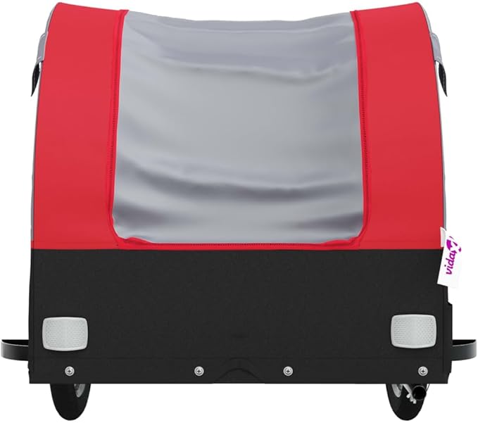 Bike Wagon Trailer, Bike Cart with Safety Flag, Bike Trailer Bicycle Cargo Trailer, Black and Red 99.2 lb Iron, 49.6"x24.8"x24.8"
