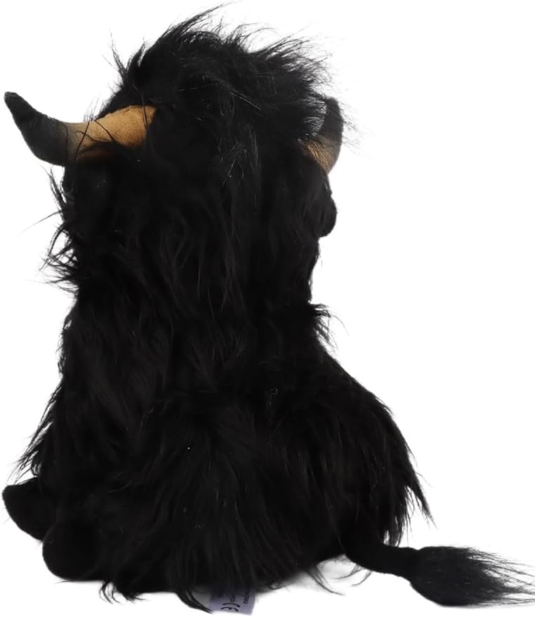 Highland Cow Fluffy Stuffed Animal, 10" Adorable Realistic Plush Toy Soft Cute Cow Plushie Home Decor Gift for Boys Girls Kids Teens Adults, Black