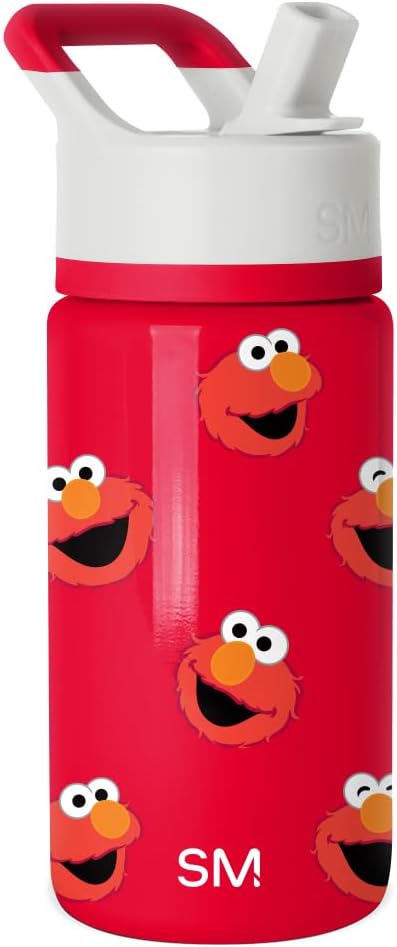 Simple Modern Kids Summit Water Bottle with Straw Lid | Sesame Street 14oz Stainless Steel Cup Insulated Tumbler for Boys, Girls, School | Elmo Says
