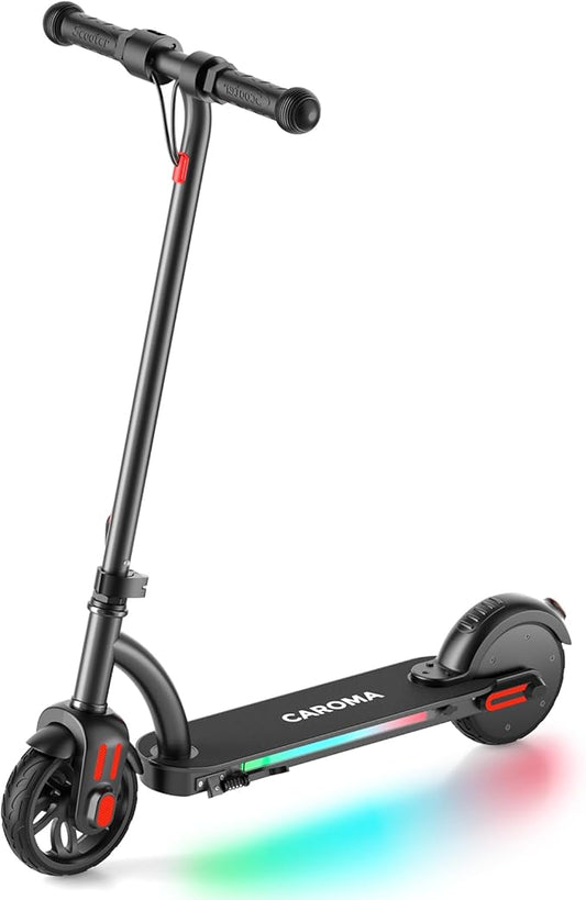 Caroma Electric Scooter for Kids Ages 6-14, 180W/150W Motor & 10 Mph, 85 Mins Ride Time, Adjustable Height & Speed, LED Display & Colorful Lights, Kids Electric Scooter, Best Gifts for Girls and Boy