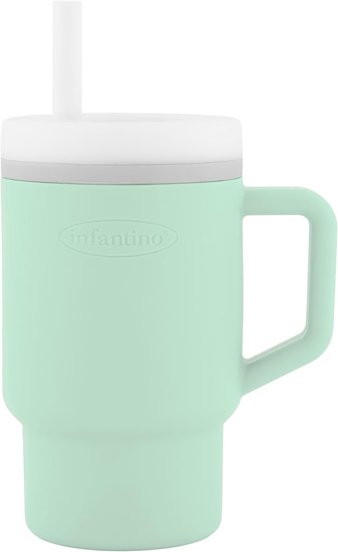Infantino My 1st Tumbler, Silicone Sippy Cup with Straw & Handle, Spill-Resistant Baby Cup for On-the-Go, BPA-Free Transition Bottle