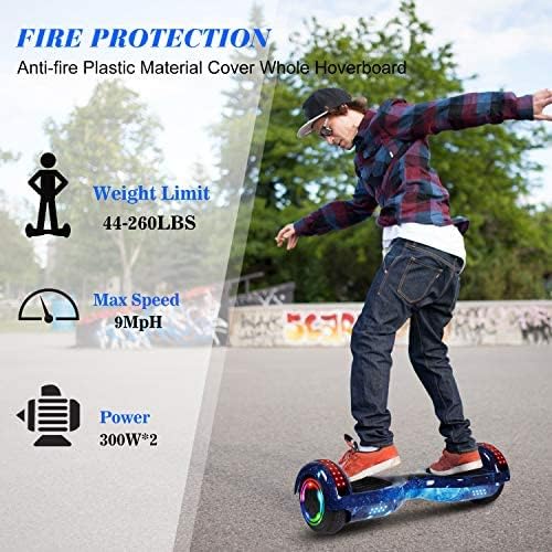 LIEAGLE Hoverboard, 6.5" Self Balancing Scooter Hover Board with Bluetooth Wheels LED Lights for Kids Adults