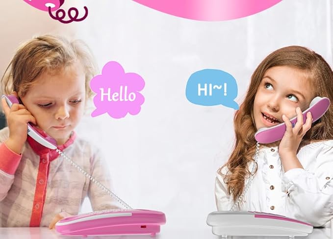 Kids' Play Phone with Real Ring Sounds, Pretend Play Telephone, 23 ft Ultra-Long Phone Line for Chatting and Learning, Toddler Communication Skill Toys, Gift