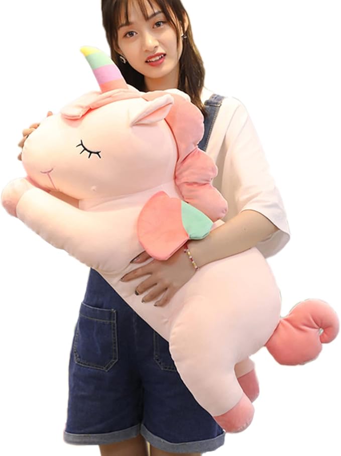 Unicorn Plush Hugging Pillow, Big Unicorn Stuffed Animal Body Pillow Toy Gifts for Kids, Valentine, Christmas (Pink, 31.4 in)