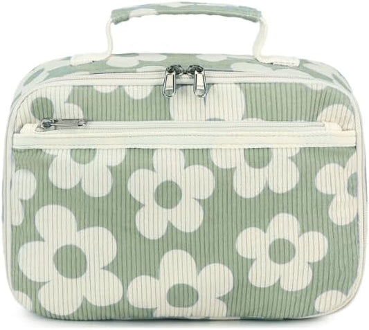 Bluboon Insulated Lunch Bag for Girls & Boys, Corduroy School Lunch Box with Cooler & Organizer Compartments, Leak-Proof Lunch Tote for School, Travel