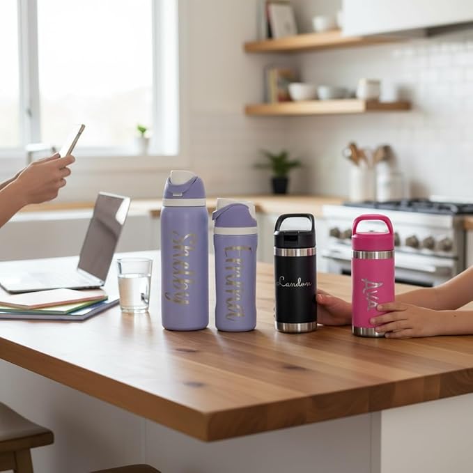 Personalized 12oz tumbler Kids water bottle with name Stainless steel tumbler Cold Hot drink (Vertical/Horizontal Name)