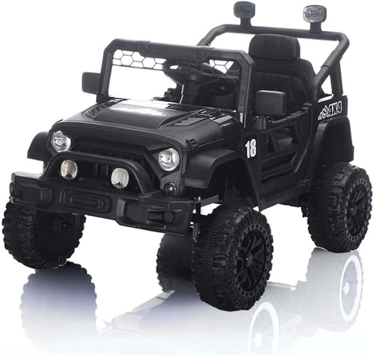 12V Kids Car, 4x4 Electric Car for Kids with Remote Control, LED Headlights & Music, Ride-On Truck Toy Gift for Boys Girls 3-8 Years (Black)