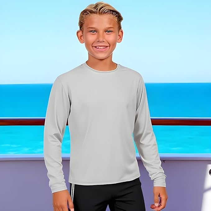 INGEAR Boys' Rash Guard UPF 50+ Swim Shirt - Lightweight, Quick-Dry, Durable Sun Protection for Swimming, Sizes XS-XL