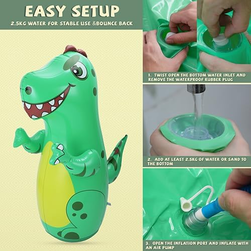 Inflatable Dinosaur Punching Bag for Kids,Bounce Back Dino Toddlers Boxing Bag Toy for 3-5