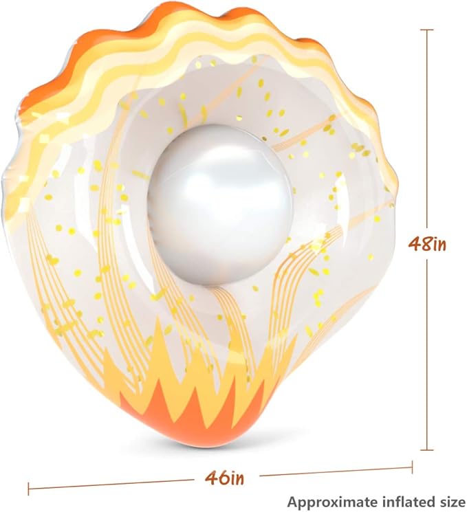 Jasonwell Inflatable Seashell Pool Float Floatie with Ball Water Fun Large Blow Up Summer Beach Swimming Floaty Party Toys Lounge Raft for Kids Adults