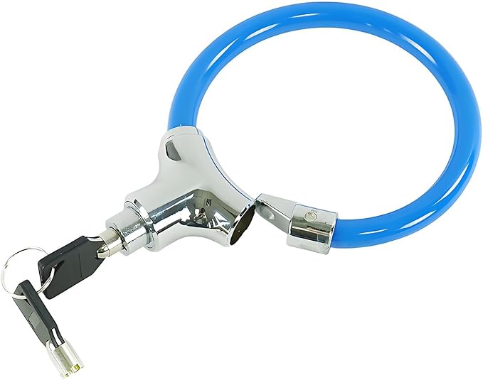 Bicycle Cable Lock, Blue Steel Cable with Keys, Security Lock