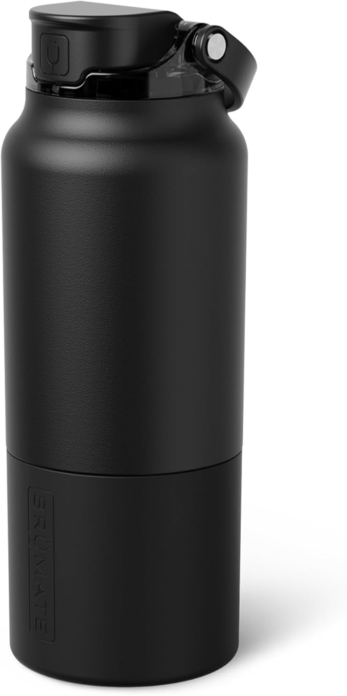 BrüMate Rise 35oz Water Bottle With Covered Silicone Straw | 100% Leakproof Insulated Water Bottle | Soft Sip Silicone Spout | Made of Stainless Steel | 35oz (Matte Black)