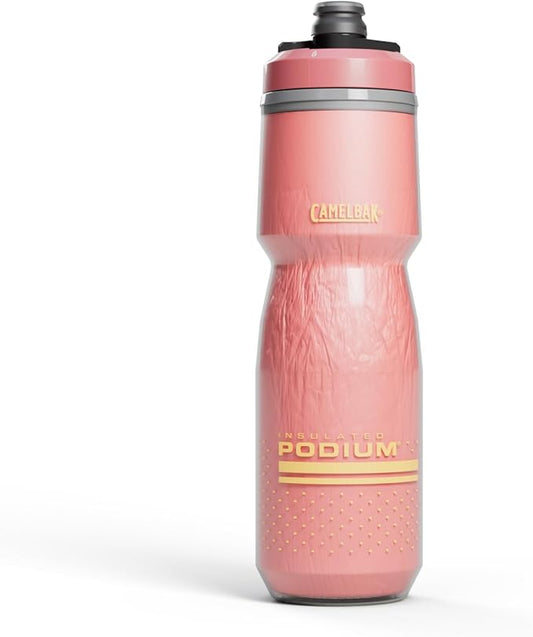 CamelBak Podium Chill Insulated 24oz Bike Water Bottle - Easy Squeeze Bottle - Fits Most Bike Cages, Coral Sunset