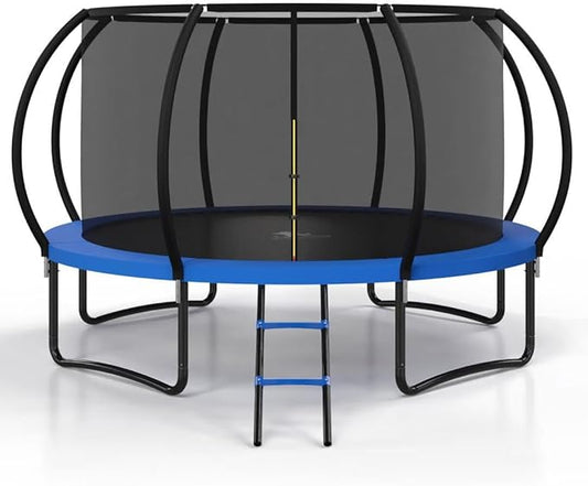 Polar Aurora 10FT 12FT 14FT 16FT Outdoor Trampoline with Safety Enclosure Net, Thickened Spring Pad，ASTM Approved Recreational Trampoline for Kids and Adults,Anti-Rust Coated Frame and Thickened Mat