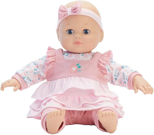 Madame Alexander 14-Inch Baby Cuddles Doll with Bottle, Pink Floral, Light Skin Tone