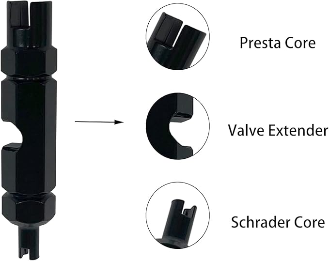 ZUFECY Bike Valve Core Remover Tool, Presta &Schrader Valve Cores for Tubeless Cycling Tires (Black)