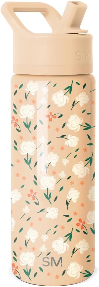 Simple Modern Kids Summit Water Bottle with Straw Lid | 18oz Stainless Steel Cup Insulated Tumbler for Toddlers, School | Chloe Floral