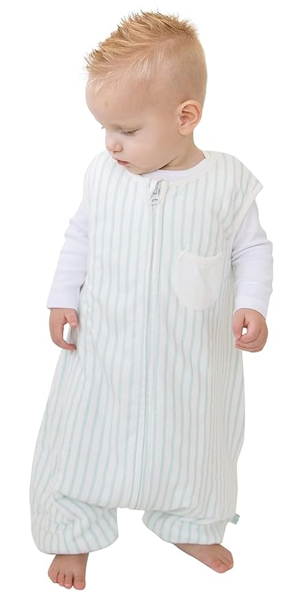 Tealbee Dreamsuit Toddler Sleep Sack with Feet – Walker Sleep Bag with Legs, Rayon made from Bamboo, Winter 1.5 TOG, 2-Way Zipper, 3T-4T - Stripes