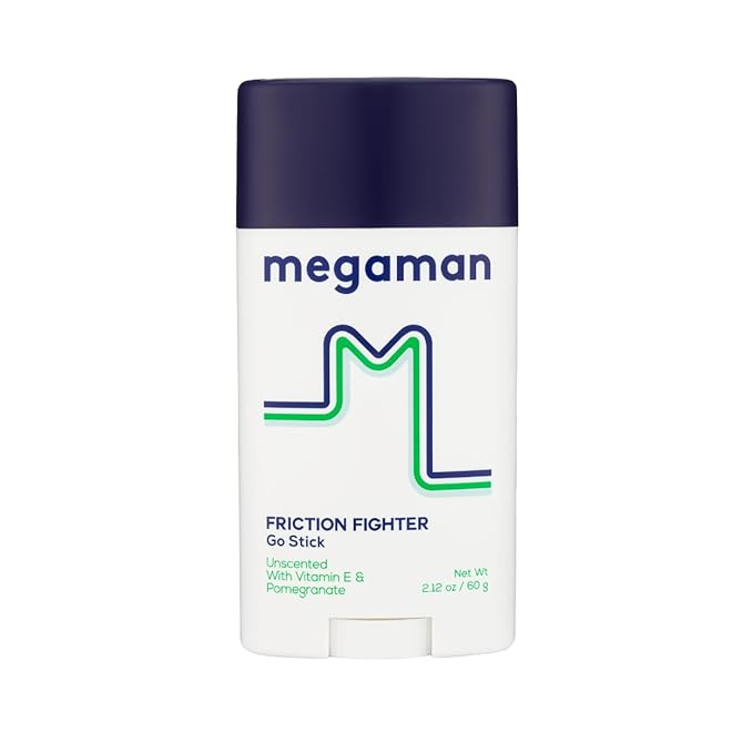 Megaman Friction Fighter Go Anti-Chafe Stick | Prevents skin chafe & irritation | Thighs, arms, & more | 2.12 oz