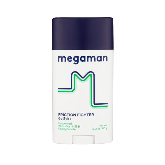 Megaman Friction Fighter Go Anti-Chafe Stick | Prevents skin chafe & irritation | Thighs, arms, & more | 2.12 oz