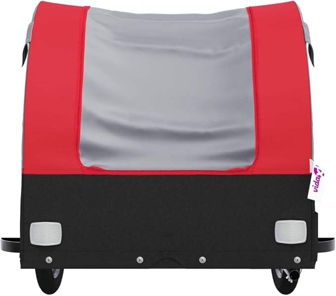 Bike Wagon Trailer, Bike Cart with Safety Flag, Bike Trailer Bicycle Cargo Trailer, Black and Red 99.2 lb Iron, 52.4"x26.8"x26.8"