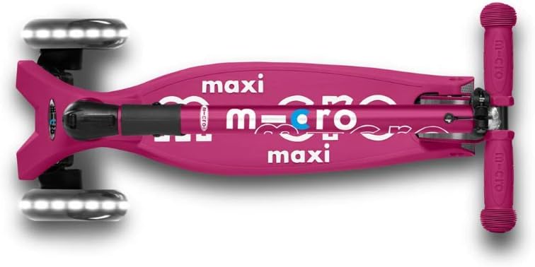 Micro Kickboard - Maxi Deluxe Foldable LED - Three Wheeled, Lean-to-Steer, Fold-to-Carry Swiss-Designed Micro Scooter for Kids with Motion-Activated Light-Up Wheels for Ages 5-12