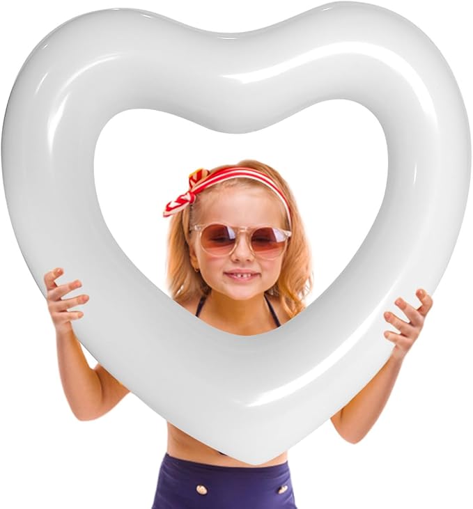 ZHUYNXIR Heart Swimming Pool Float Loungers Tube, Water Fun Beach Party Toys for Kids，Birthday Scene Layout Props.