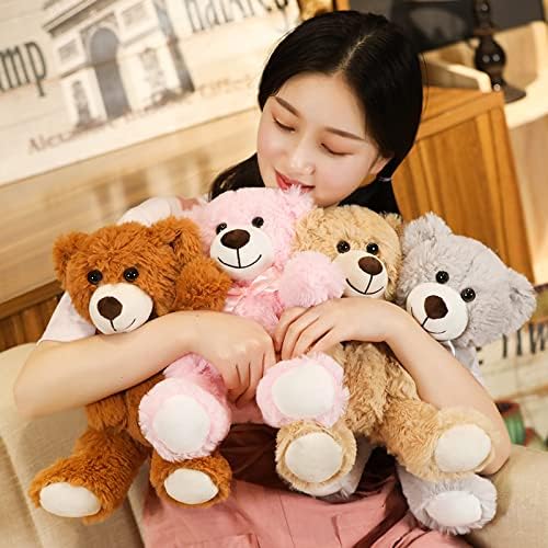 Plush Teddy Bear Cute Stuffed Animal Bear with Bow Plush Toys 13.8 Inches(Khaki,6pcs)