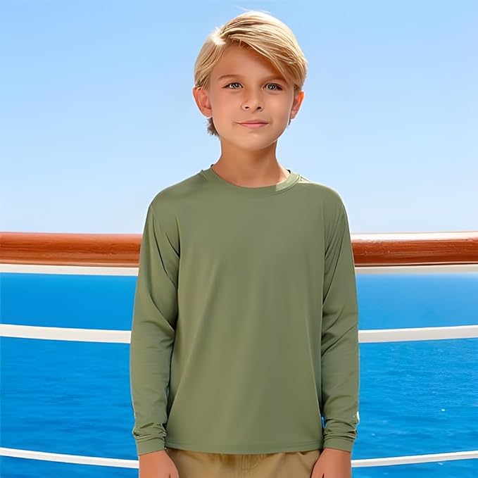 INGEAR Boys' Rash Guard UPF 50+ Swim Shirt - Lightweight, Quick-Dry, Durable Sun Protection for Swimming, Sizes XS-XL